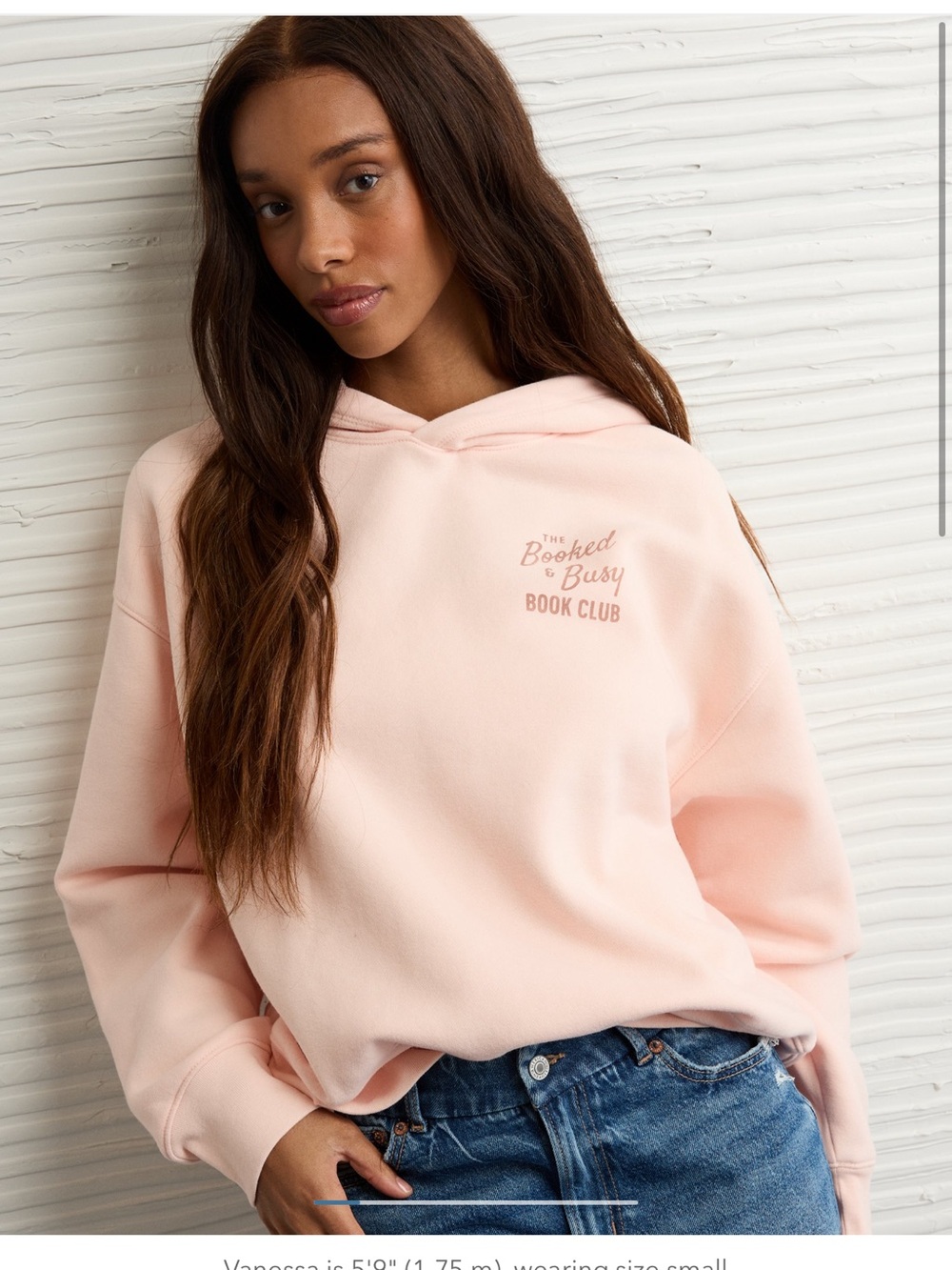 NWT American Eagle Sz XL- The Booked & Busy Book Club Hoodie - Pale Pink - Picture 2 of 9